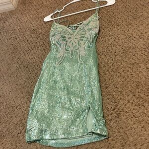 Sparkling Mint Sequin Mini Dress